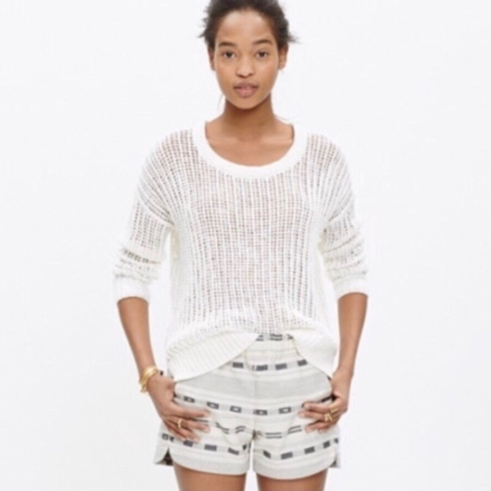 Madewell Cable Knit Sweater Top Long Sleeve L